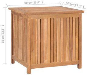 Lada de depozitare gradina, 60x50x58 cm, lemn masiv de tec 60 x 50 x 58 cm