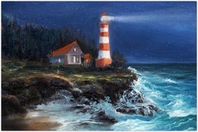 Tablou - Far pe malul oceanului, aquarelă (90x60 cm)