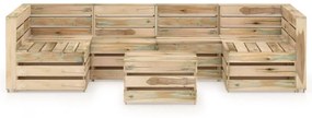 Set mobilier de gradina, 7 piese, lemn de pin verde tratat