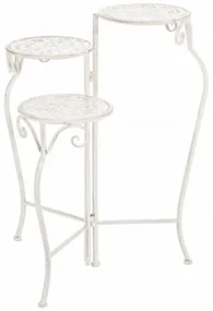 Suport pliabil pentru 3 ghivece, din metal, Emily 3S Alb Antichizat, L22xl22xH65 cm