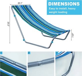 Sezlong pliabil de plaja SAND, albastru-alb