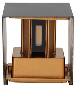 Aplică de perete exterioară neagră cu auriu inclusiv LED 2 lumini IP54 - Edwin