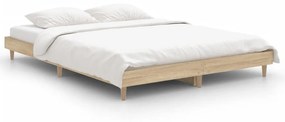 832080 vidaXL Cadru de pat, stejar sonoma, 135x190 cm, lemn prelucrat