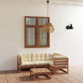 Set mobilier de gradina cu perne, 5 piese, lemn masiv pin