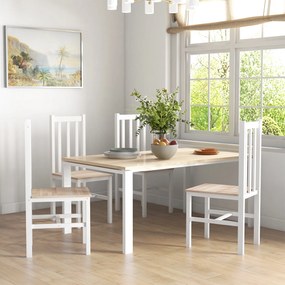 HOMCOM Set de 4 scaune de bucătărie, Scaune de masă Scaune de living, Lemn masiv, design modern, 38,5 cm x 47,5 cm x 99 cm, Natural | Aosom Romania