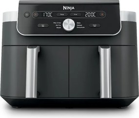 Friteuza cu aer cald Ninja Foodi Dual Zone DZ901EU, 2470 W, Zone de gatit independente, 9,5 l, 6 programe, 40-240°C, Max Crisp, Sync, Gri/Inox