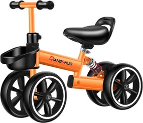 Bicicleta echilibru 4 roti, NBW, cadru otel, roti spuma EVA anti-pana, 10 inch, 2-5 ani, Portocaliu