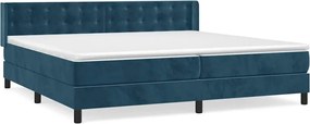 vidaXL Pat box spring cu saltea, albastru închis, 200x200 cm, catifea