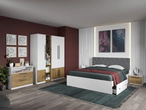 Set mobila dormitor complet Alb/Stejar Eclipse C03
