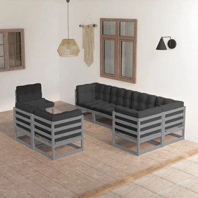 3076716 vidaXL Set mobilier de grădină cu perne, 8 piese, lemn masiv de pin