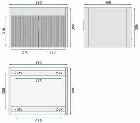 Set mobilier de baie cu lavoar Astor 60cm Grey