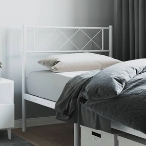 vidaXL Tăblie de pat metalică, alb, 107 cm