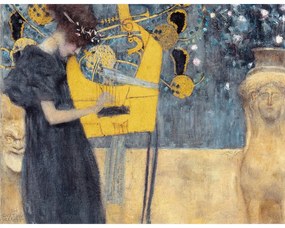 Reproducere pe pânză după Gustav Klimt - Music, 70 x 55 cm