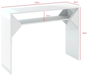 Măsuță consolă Tonfir (gri deschis + alb lucios). 1055256