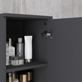 kleankin Dulap de Baie, Badschrank, Rafturi Reglabile, Pl?ci din Lemn Comprimat, Gri Deschis | Aosom Romania