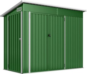 Outsunny Șopron de grădină exterior 2,7 m² 234x132x185 cm cu trei uși, încuietoare și fante de ventilație, verde | Aosom Romania