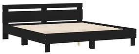 3207407 vidaXL Cadru de pat cu tăblie, negru, 160x200 cm, lemn prelucrat