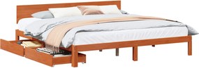 vidaXL Cadru de pat Maroniu cerat 180 x 200 cm Lemn de pin masiv