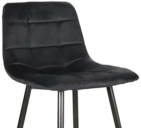 Scaun de bar MILA VELVET negru cu picioare negre
