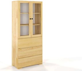 Vitrină lemn masiv TerraCraft Pin 3 Sertare, 80 × 38 × 182 cm - Natural
