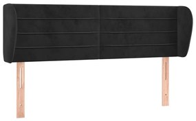 Tablie de pat cu aripioare negru 147x23x78 88 cm catifea 1, Negru, 147 x 23 x 78 88 cm