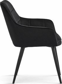 Scaun de masa VARSI VELVET cu picioare negre, negru