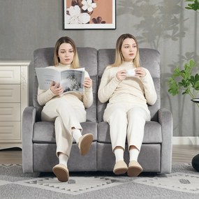 HOMCOM Fotoliu dublu, Fotoliu de relaxare cu spătar dublu reglabil și suport pentru picioare, pentru Living, Captușeală din Material Textil, Gri | Aosom Romania