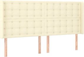 vidaXL Tăblie de pat cu aripioare, crem, 203x16x118/128 cm, piele eco