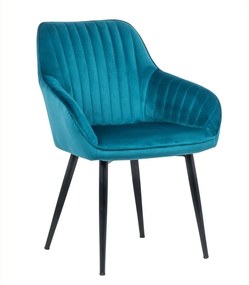 Set de 2 scaune elegante, cu brate si tapiterie din catifea, Turin turcoaz A-38788 VC
