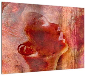 Tablou pe sticlă - Profilul feței feminine (70x50 cm)