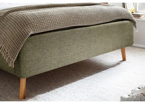 Pat matrimonial verde tapițat cu spațiu de depozitare cu somieră 140x200 cm Lotte – Meise Möbel