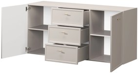 Comodă suspendată Lorini 150 cm cu sertare - cașmir / mânere aurii T-bar