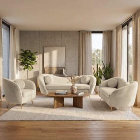 Canapea cu 2 locuri de design, ţesătură Velvet bej/gold crom auriu, EZIO TYP 2