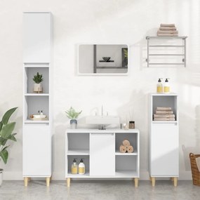 vidaXL Set mobilier de baie, 3 piese, alb, lemn compozit