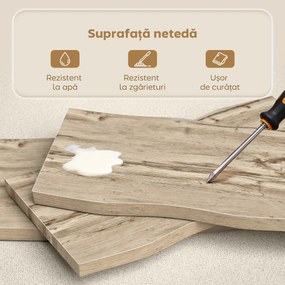 HOMCOM Măsuță de Cafea cu Blat Gros, Picioare Reglabile, Design Nordic cu Picioare din Oțel, 100x50x45 cm, Stejar | Aosom Romania
