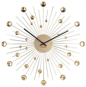 Ceas de perete cu cristale aurii Karlsson Sunburst, auriu