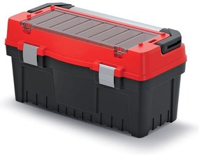 Cutie pentru scule cu mâner și încuietori din aluminiu 59,4 x 28,8 x 30,8 cm, despărțitori, roșu