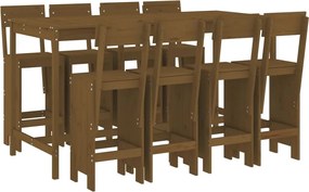 vidaXL Set mobilier bar de grădină, 9 piese, maro miere lemn masiv pin