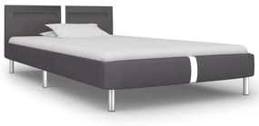280856 vidaXL Cadru de pat cu LED, gri, 90 x 200 cm, piele artificială