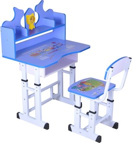 Set birou copii, albastru, 69x45x88-98 cm