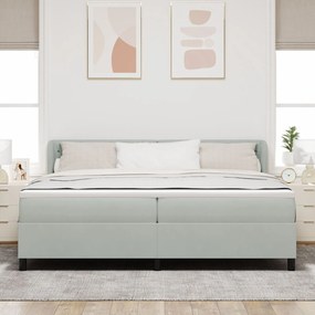 Pat cu suport box spring și saltea vidaXL Gri deschis 200x200 cm Catifea