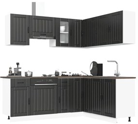 vidaXL Set dulap de bucătărie 11 piese „Lucca” lemn negru prelucrat