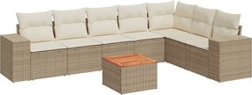 vidaXL Set canapele de grădină, 8 piese, cu perne, bej, poliratan