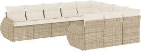 vidaXL Set canapele de grădină cu perne, 10 piese, bej, poliratan