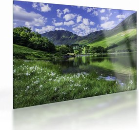Tablou pe sticlă - Peisaj cu un lac (70x50 cm)