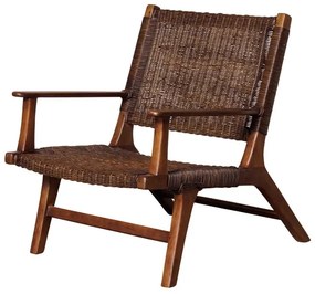 Scaun dining, maro, din rattan si lemn de tec, Otis