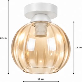 BRILAGI - Plafonieră LED R GLASS 1xE27/60W/230V Ø 18 cm alb/bej fumuriu