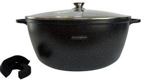 Oala mare, 23,4 litri, 44 cm tip cratita marmorata antiaderenta, cu capac, pentru zacusca, bulion, gemuri, cu protectie manere din silicon Royalty