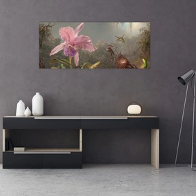 Tablou - Martin Johnson Heade, Cattleya Orchid and Three Hummingbirds, reproducere (120x50 cm)