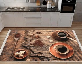 Covor bucatarie antiderapant, 120x180 cm, Coffee Time Rustic